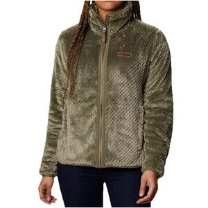 Columbia Fire Side II Green Sherpa Jacket Women's Full-Zip Fleece Lightweight Sm
